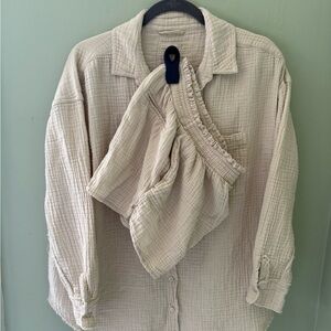 Aerie Matching Set Gauze Shirt & Shorts Size Small